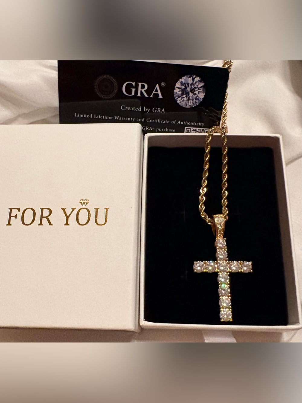 5MM Moissanite 5.5 Carats *11 pcs D color VVS1 23.62 in Cross Necklace